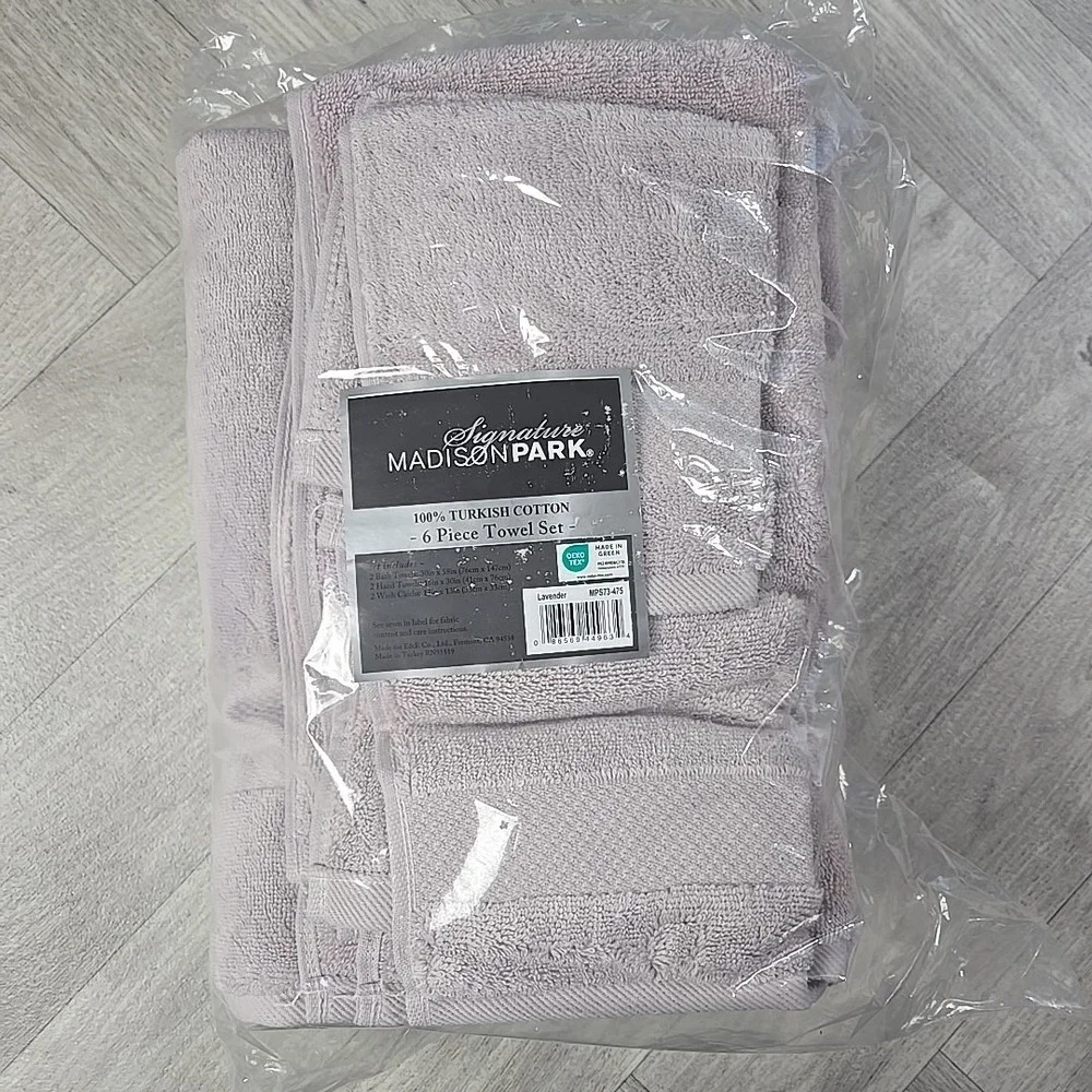 Signature Madison Park 100% Turkish Cotton 6 Piece Towel Set Lavender Mps73-475